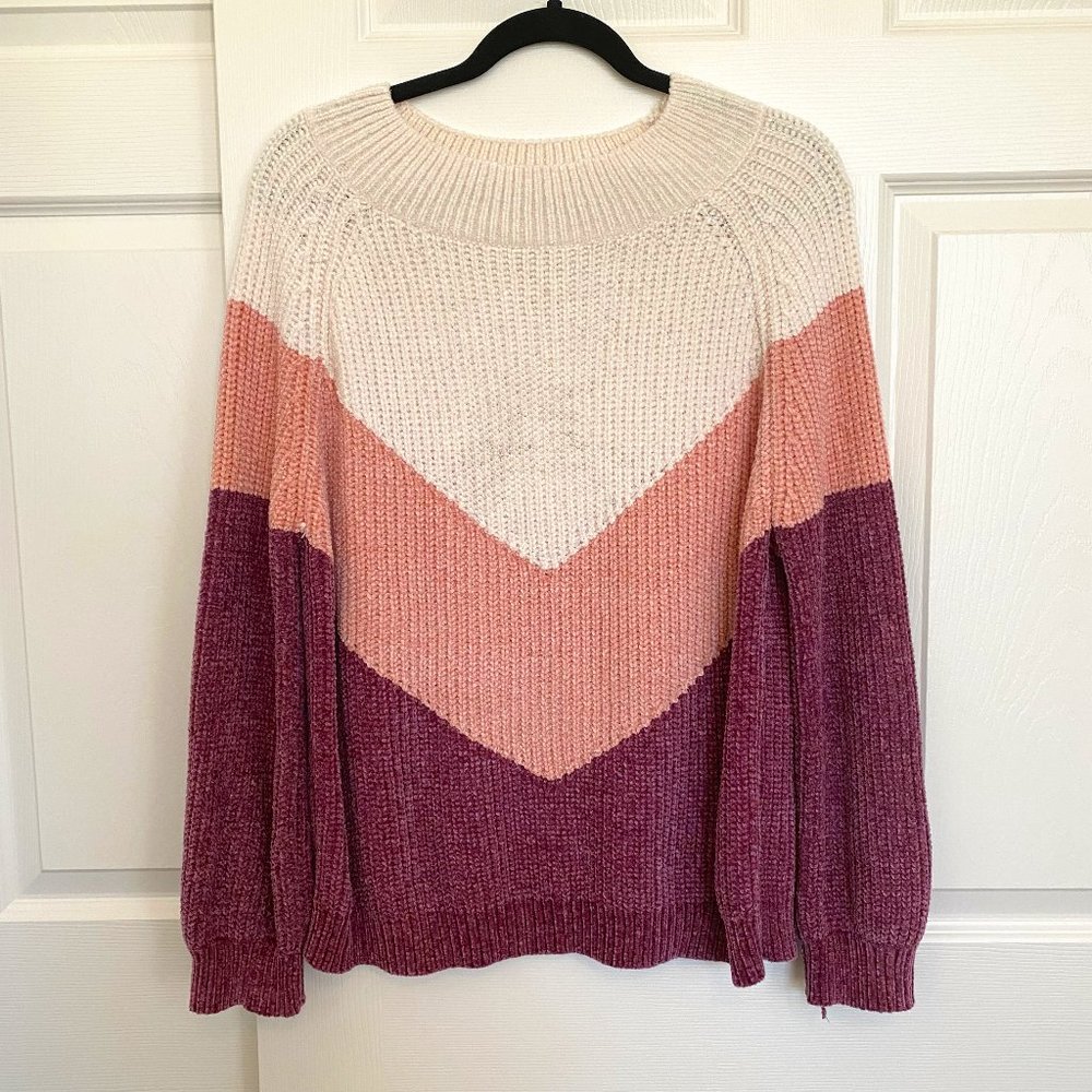 Pink Lily "Tell You My Story Berry Colorblock" Sweater
